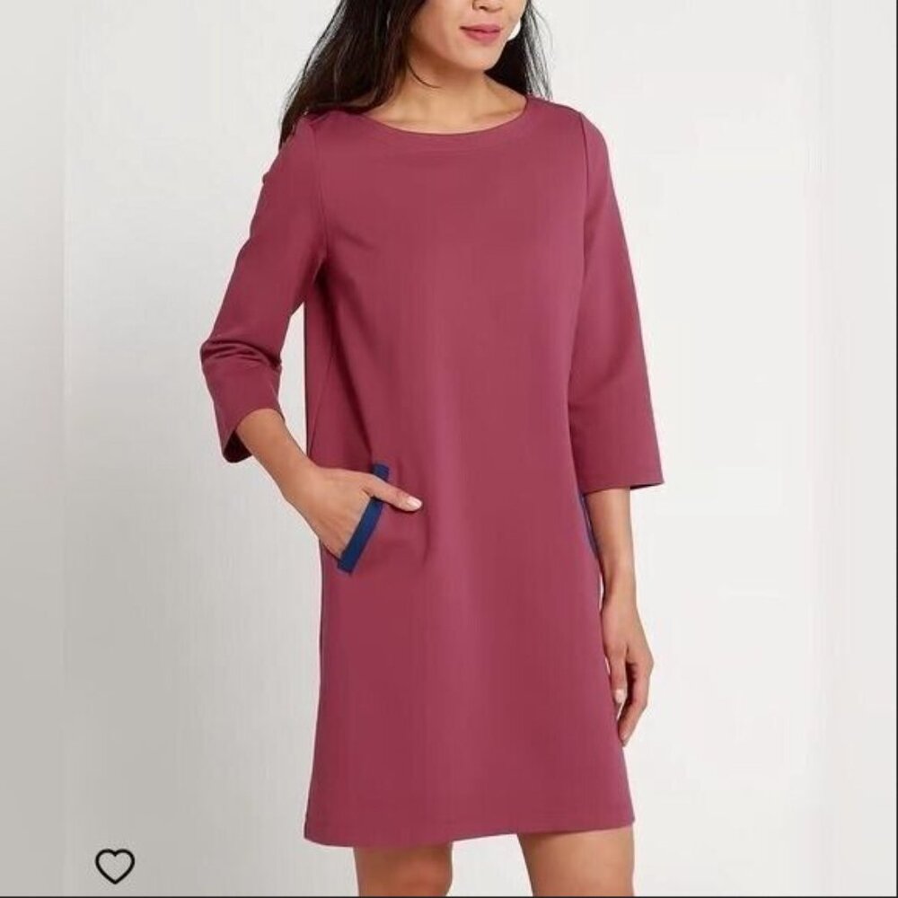 Betabrand Large Mauve Half Day Shift Dress Pockets Summer Coastal NEW - Picture 3 of 3